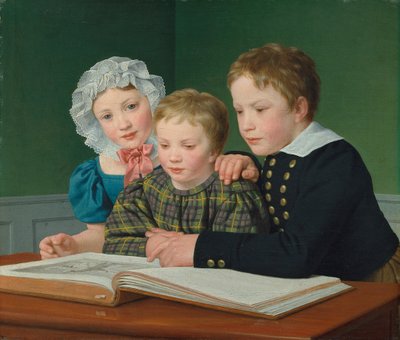 Portret van de kinderen van C.F. Holm. Adam Vilhelm, Pauline Frederikke en Johan Chr. Julius door Christoffer Wilhelm Eckersberg